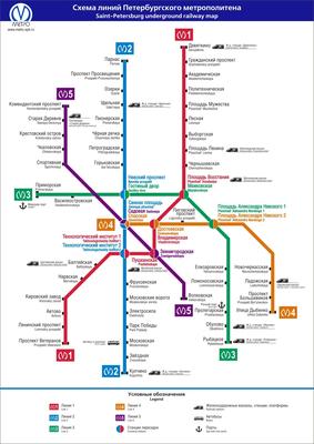 Cхема линий Петербургского метрополитена