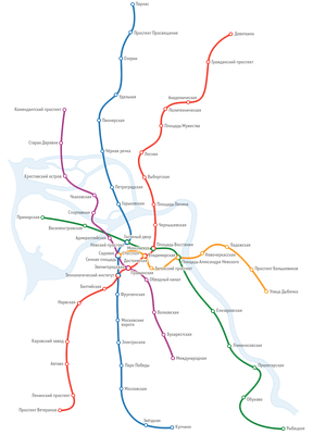 Cхема линий Петербургского метрополитена