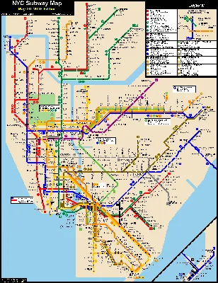 Полная карта метро г. Нью-Йорка