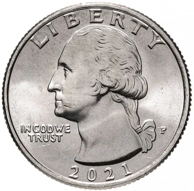 Монета США 1/4 доллара (25 центов, квотер) 2021 \"Генерал Джордж Вашингтон  переправляется через р. Делавэр\", двор P стоимостью 68 руб.