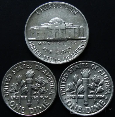 Монеты США. 10 центов (дайм), 5 центов - «VIOLITY»