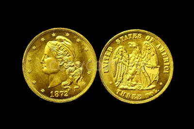 3 доллара 1872 года копия золотой монеты Америки