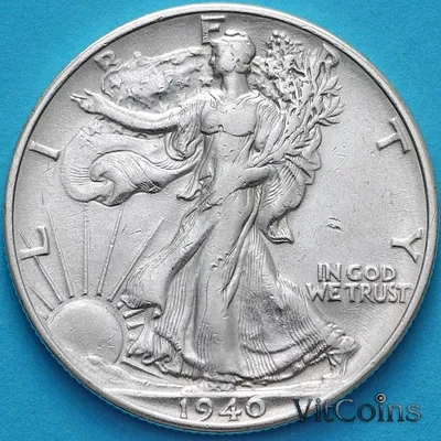 США 50 центов 1940 год. Серебро.