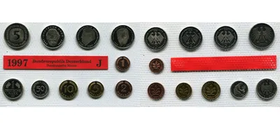 Купить монеты Германии ФРГ - Годовой набор монет - 1997 год - Монетный двор  J