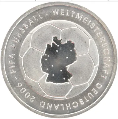 Купить монету 10 евро Германия 2003 Чемпионат мира по футболу в Германии  2006 года цена 1450 руб. Серебро TP99-04 Номер Y59-13