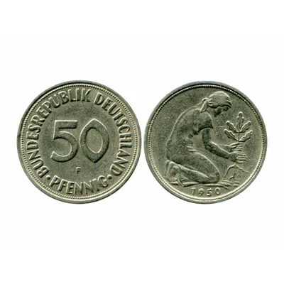 Купить монету 50 пфеннигов Германии 1950 г. F по цене 100 руб.