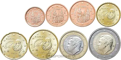 Испания 1c-2e 2009 все 8 монет Eвромонеты Памятные монеты 2 Eвро