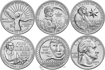 Монета США набор из 5 монет 25 центов 2022 Женщины Америки. D цена 590 руб.  | Интернет-магазин евромонета.рф