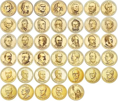 Серия монет президенты США - полный список, описание