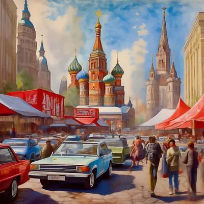 Москва 80-х, рынок , машины, хорошая…» — создано в Шедевруме