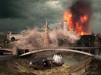 Апокалипсис России Вид с воздуха разрушенный город Москвы Концепция перевод  3d Стоковое Фото - изображение насчитывающей небо, строя: 82368048