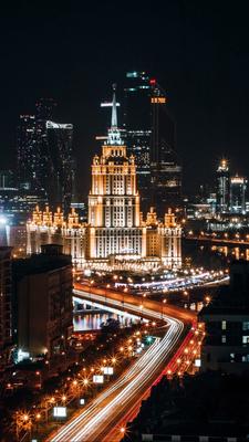 Обои на телефон москва, россия, ночной город, архитектура - скачать  бесплатно в высоком качестве из категории \"Города\"