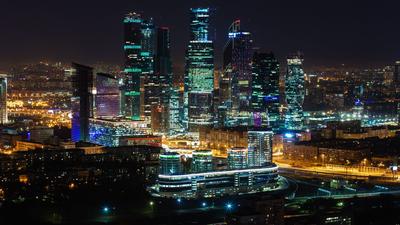 Image Moscow Russia river Night Skyscrapers Street lights 1920x1080