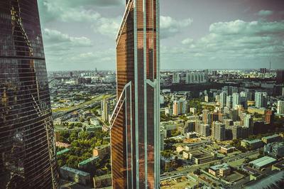 Съемка Москва Сити с высоты птичьего полета - YouTube