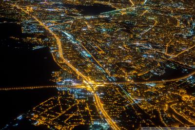 Москва, ночной вид сверху на район Ховрино и автомагистраль  \"Северо-Восточная хорда\" Stock Photo | Adobe Stock