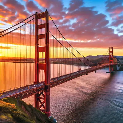 Знаменитый Мост Золотые Ворота, Сан-Франциско Ночью, США Фотография,  картинки, изображения и сток-фотография без роялти. Image 24187630