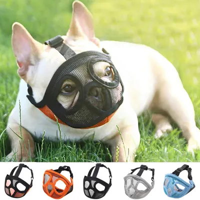 Намордник для собак, регулируемый намордник для французского бульдога,  маска для рта собаки, дышащий намордник для предотвращения лая,  предотвращение укусов | AliExpress