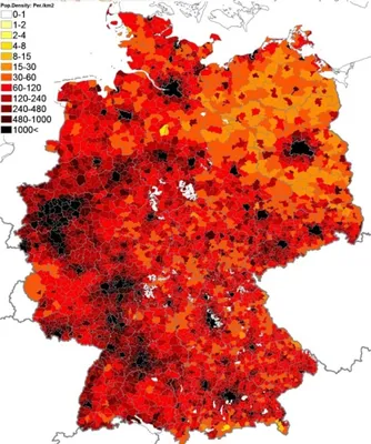 Плотность населения Германии | Мир географических карт