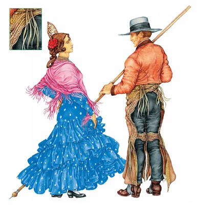 Традиционные национальные одежды Испании Установите персонажей из  мультфильма в испанском традиционном костюме Милые люди плоско Иллюстрация  вектора - иллюстрации насчитывающей страна, пары: 137983365