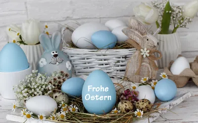 Пасхальные яйца с надписью Счастливой Пасхи на немецком языке - обои для  рабочего стола, картинки, фото