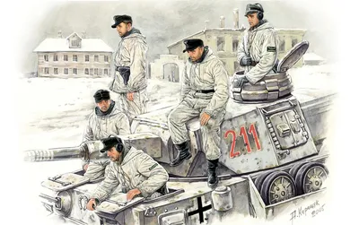 Рисунок Немецкие танкисты 1943-45 на рабочий стол | Солдаты War Wallpapers
