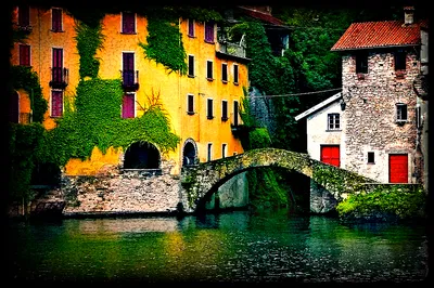 Lake Como view of the bridge Ponte della Civera and Nesso gorge and the  waterfall. Nesso Italy Stock Photo | Adobe Stock