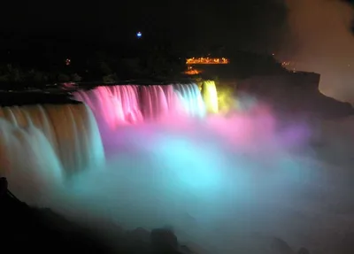 Ниагарский водопад ночью. Иллюминация с канадской стороны - YouTube
