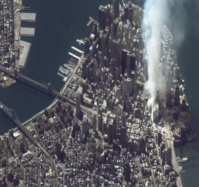 Как 9/11 выглядело из космоса
