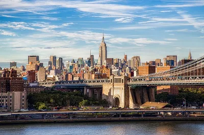 Обои Нью-Йорк США Manhattan Мосты Небо Города штаты | Бруклинский мост,  Эмпайр стейт, Город