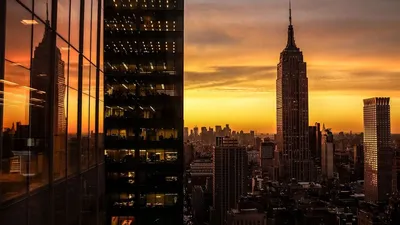 Обои на рабочий стол Empire State Building / Эмпайр Стэйт билдинг, Нью-Йорк,  США / New York City погружается в ночь, обои для рабочего стола, скачать  обои, обои бесплатно