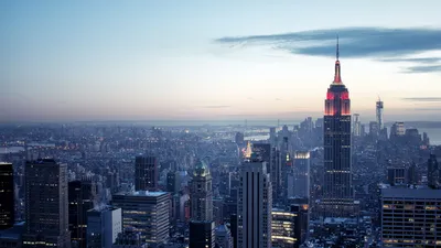 Закат в Нью-Йорке, США скачать фото обои для рабочего стола
