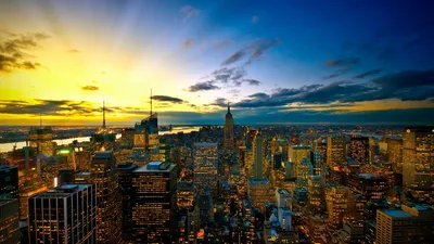 Нью-Йорк в городских огнях, ночью: обои с городами и странами, картинки,  фото 800x600