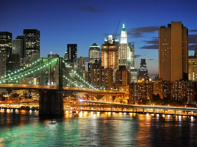 Фотография Нью-Йорк США ночью Города 1366x768