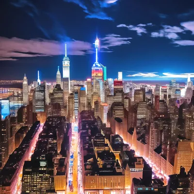Нью-Йорк в городских огнях, ночью: обои с городами и странами, картинки,  фото 800x600