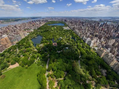 центральный парк вид с воздуха манхэттен нью-йорк. парк окружен  небоскребом. Стоковое Фото - изображение насчитывающей центрально, дел:  214146032