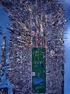 Манхэттен, \"район\" Нью-Йорка, вид сверху | Пикабу