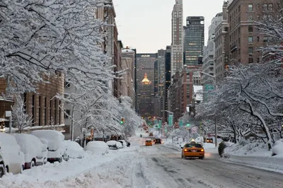 Нью-Йорк Манхэттен Центральный Парк Панорама Зимой Снег, Мост,  Замораживание Озера И Небоскребов В Сумерках. Фотография, картинки,  изображения и сток-фотография без роялти. Image 11006919