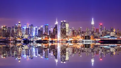 Нью-Йорк Америка ночной город - обои на рабочий стол