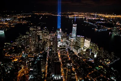 Фотография Нью-Йорк америка мегаполиса в ночи Сверху Дома Города