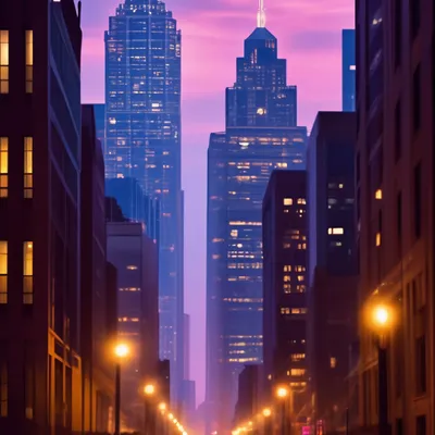 Ночная Америка. Вид небоскрёбов в Чикаго - обои на рабочий стол