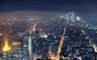 Воздушная Ночной Вид Манхэттена - Нью-Йорк - США Фотография, картинки,  изображения и сток-фотография без роялти. Image 42510850