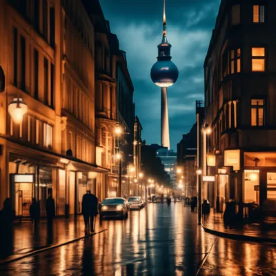 Ночной Берлин с высоты ста метров