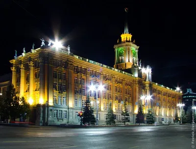 Фотография Ночной Екатеринбург, Вид сверху | Фотобанк ГеоФото/GeoPhoto |  GetImages Group