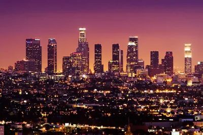 Фотообои Ночной Лос-Анджелес на заказ любой размер, код:10056 | ЭкоПринт