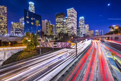 Модульная картина Ночной Лос Анджелес - купить | Картина из 6-ти частей  город Лос Анджелес