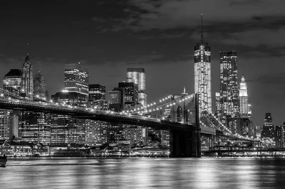 Ночной нью йорк черно белое фото