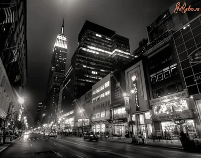 Фотообои Набережная в Нью-Йорке ночью. Каталог: Черно-белые. №6025 |  ABC-Decor