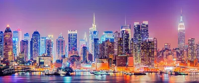 Ночной Манхеттен, Нью-Йорк скачать фото обои для рабочего стола