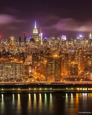 Фотообои Ночной Нью Йорк мост купить на стену • Эко Обои