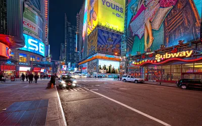 Скачать обои дорога, ночь, улица, нью-йорк, машины разрешение 2560x1600  #42411